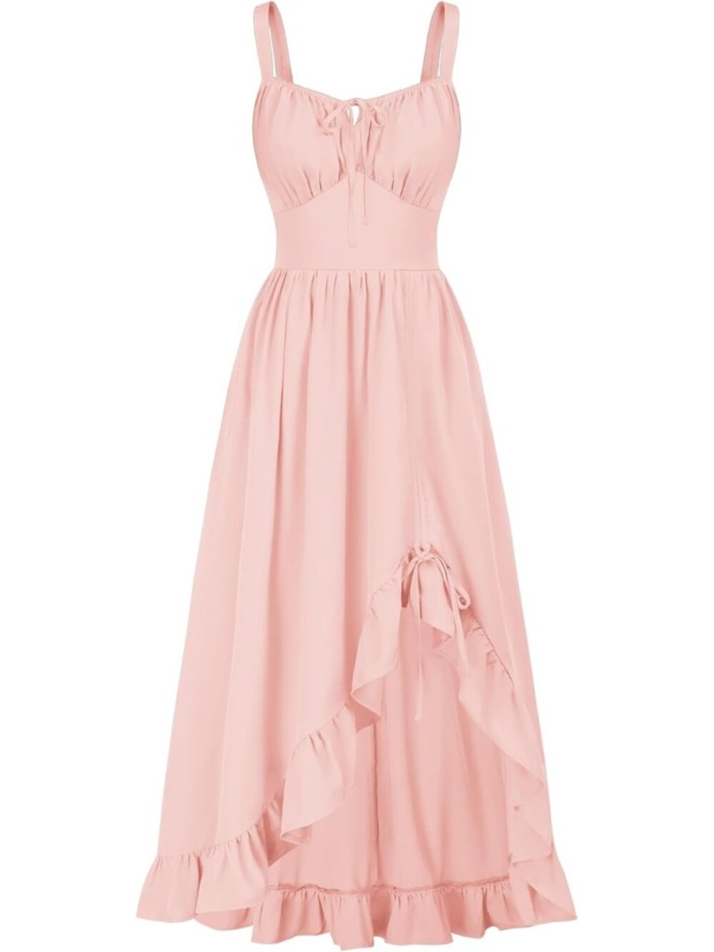 Women's Light Pink Sleeveless Renaissance Corset Flowy Milkmaid Costumes Dress